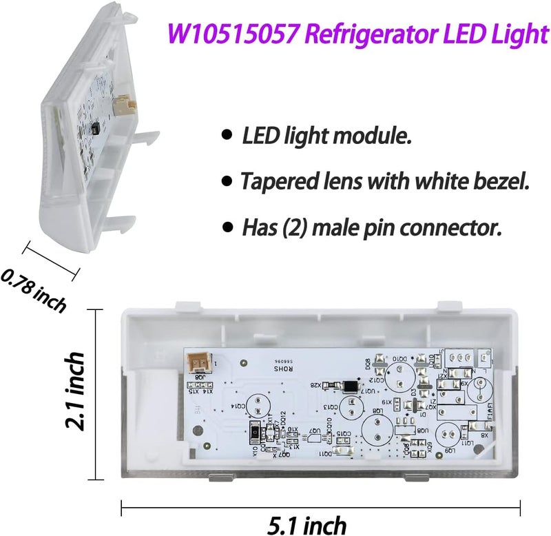 Cooouds | W10515057 Freezer Light Compatible with Whirlpool freezer light bulb replacement, Wrs325fdam02 freezer light Replacement,W10515057 Lights Fit for Whirlpool, Kenmore, Maytag, KitchenAid - Image 2